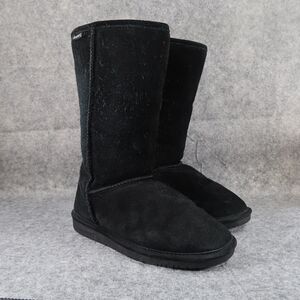 Bearpaw Shoes Women 9 Boot Winter Tall Emma Leather Sheepskin Warm Comfort Black